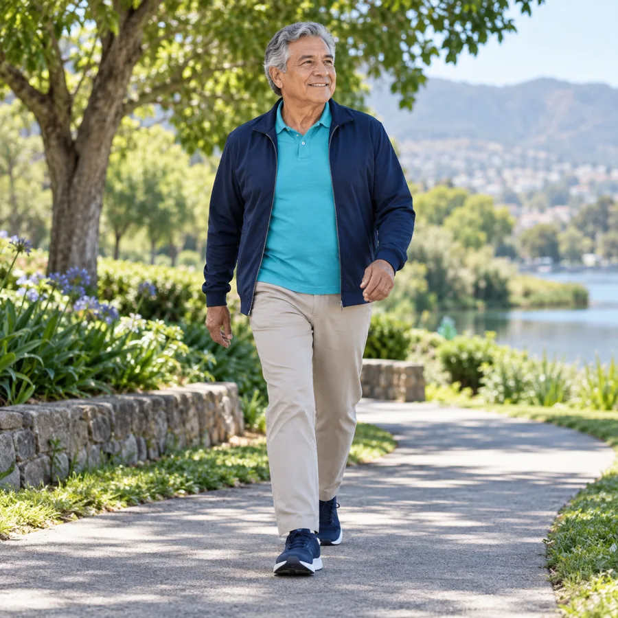 Hombre adulto disfrutando una caminata al aire libre